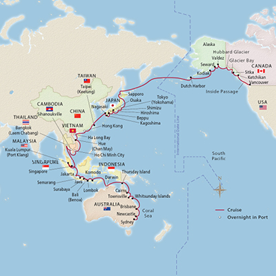 Australia, Asia & Alaska map