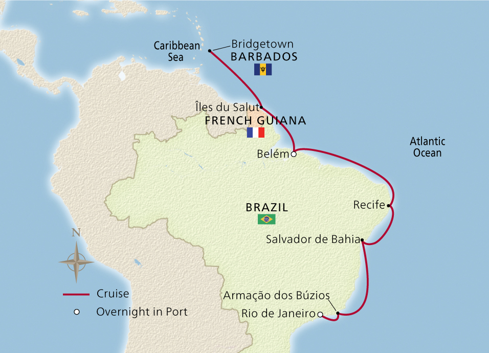 Map of the Brazil's Vibrant Coast itinerary