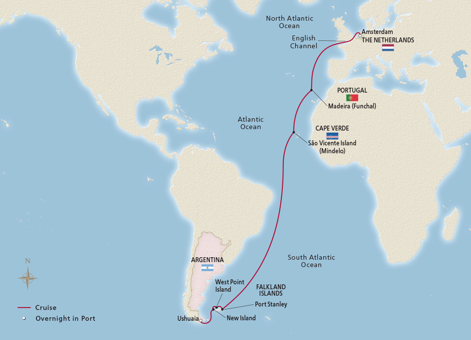 Map of Islands of the Atlantic itinerary
