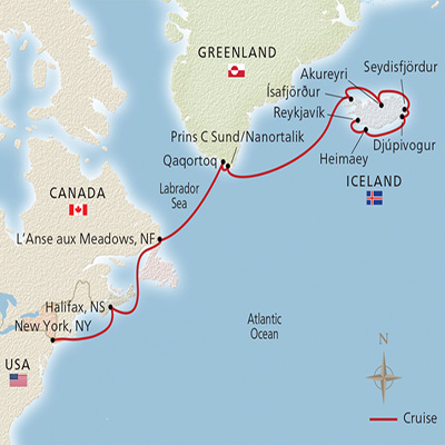 Iconic Iceland, Greenland & Canada map