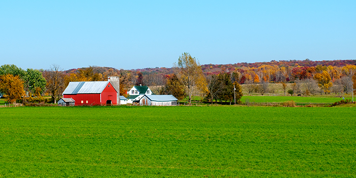 Red barn on Midwest farmland