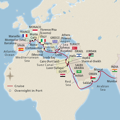 India & Europe Grand Passage map