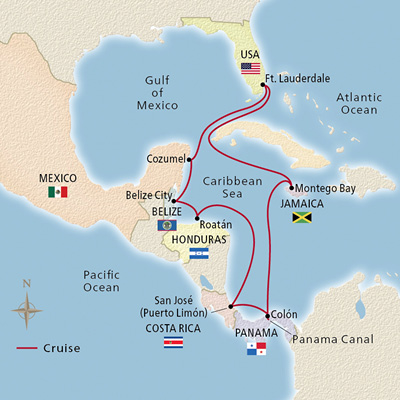Panama Canal& Central America map