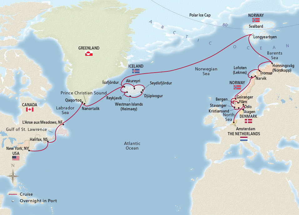Map of Grand Fjords & Iconic Viking Shores itinerary