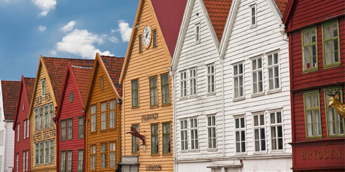 Row houses in Bergen Norway