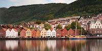 Rowhouses and landscape of Bergen, Norway