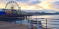 A brightly colored ferris wheel on the Santa Monica Pier