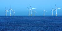 Windmills erupt from the water at Scroby Sands Wind Farm